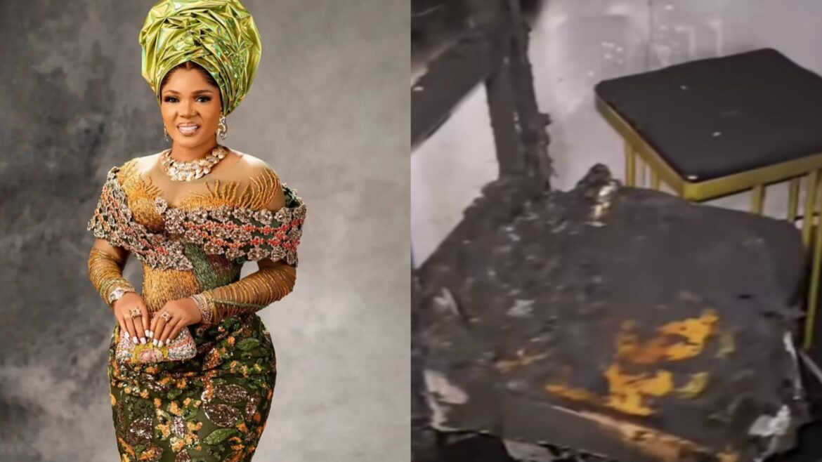VIDEO: Fire razes Iyabo Ojo’s office in Lagos