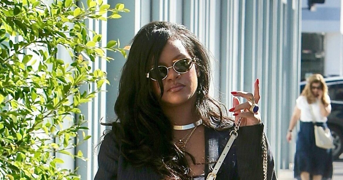Rihanna Amps Up Pregnancy Suiting With Logomania